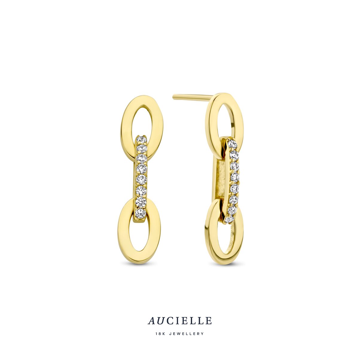 Aucielle AE0004C oorringen geelgoud 18ct zirconium
