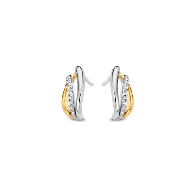 Zilveren bicolor  oorbellen met zirconium  Naiomy N3X56