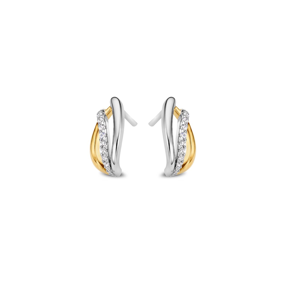 Zilveren bicolor  oorbellen met zirconium  Naiomy N3X56
