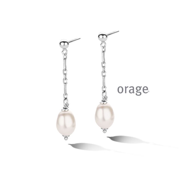 AT272 Orage oorringen parel  zilver