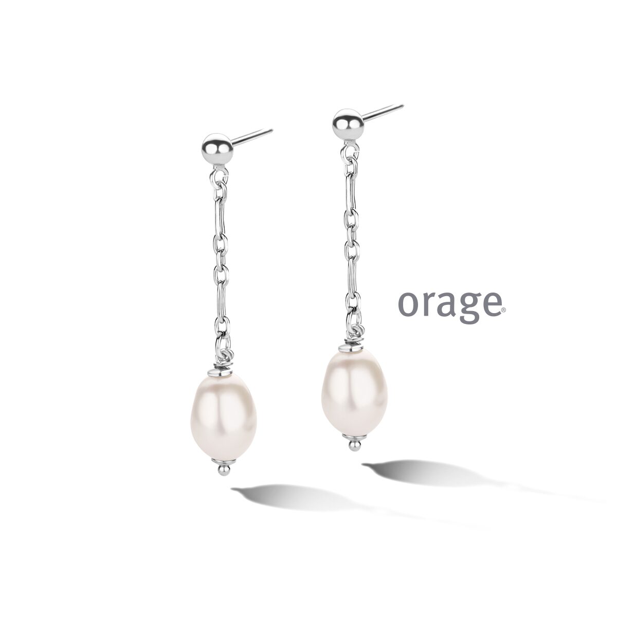 AT272 Orage oorringen parel  zilver