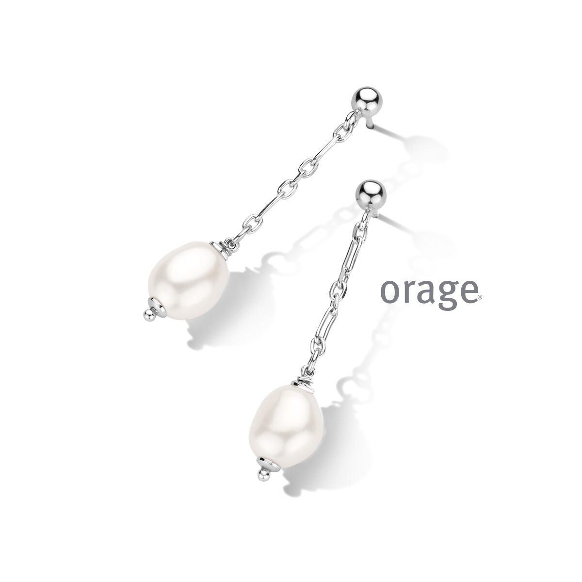 AT272 Orage oorringen parel  zilver