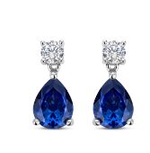 Naiomy  zilveren oorringen met synthetische  blauwe tanzanite + zirconium 