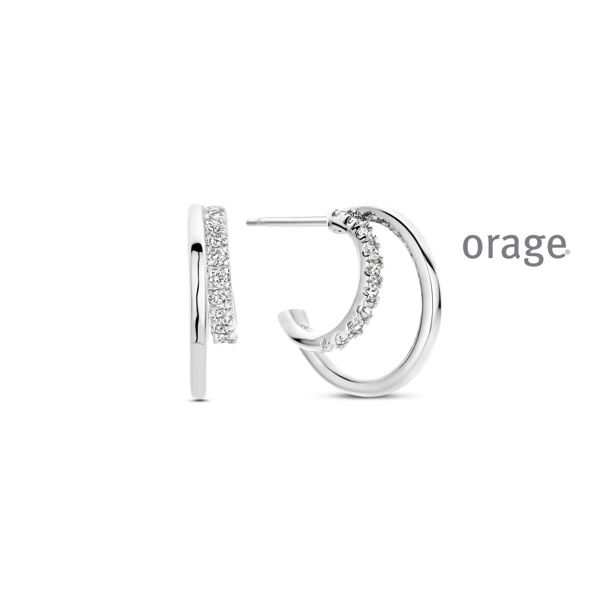 Aw049 ooringen zilver zirconium orage 