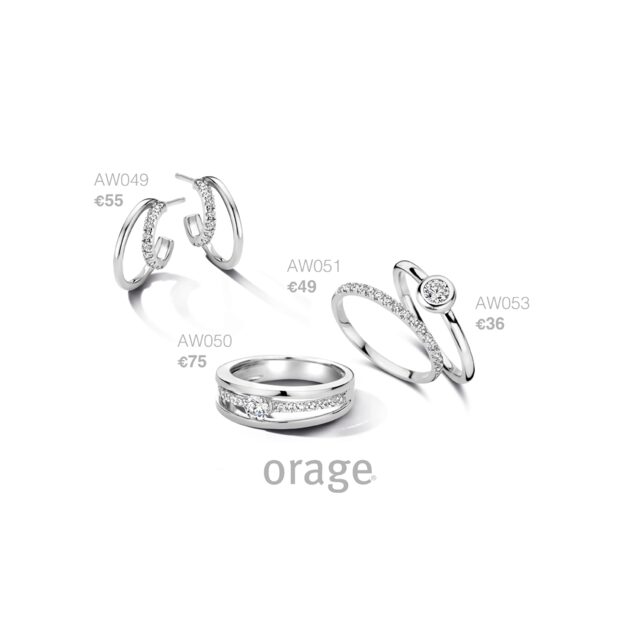 Aw049 ooringen zilver zirconium orage 