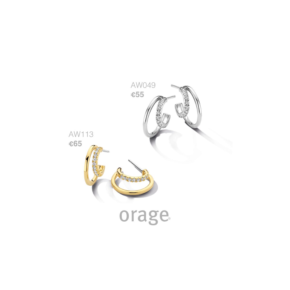 Aw049 ooringen zilver zirconium orage 
