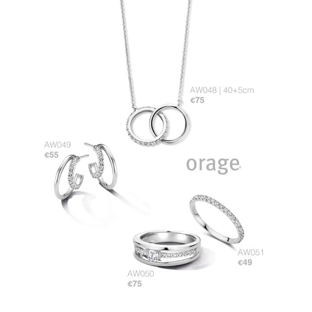 Aw049 ooringen zilver zirconium orage 
