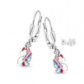 K2709 Orage Kids oorring eenhoorn multicolor zilver
