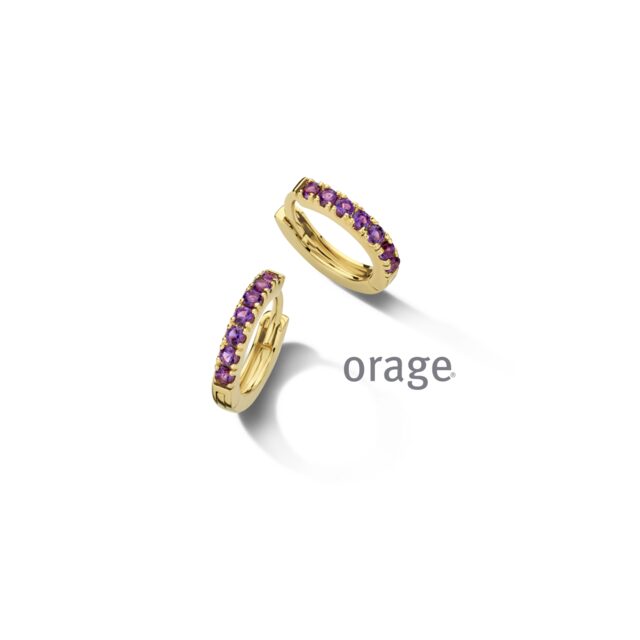 Orage oorringen aw035 paars verguld geelgoud 