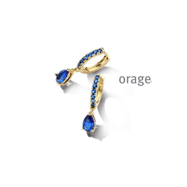 Orage oorring aw036 blauw verguld 