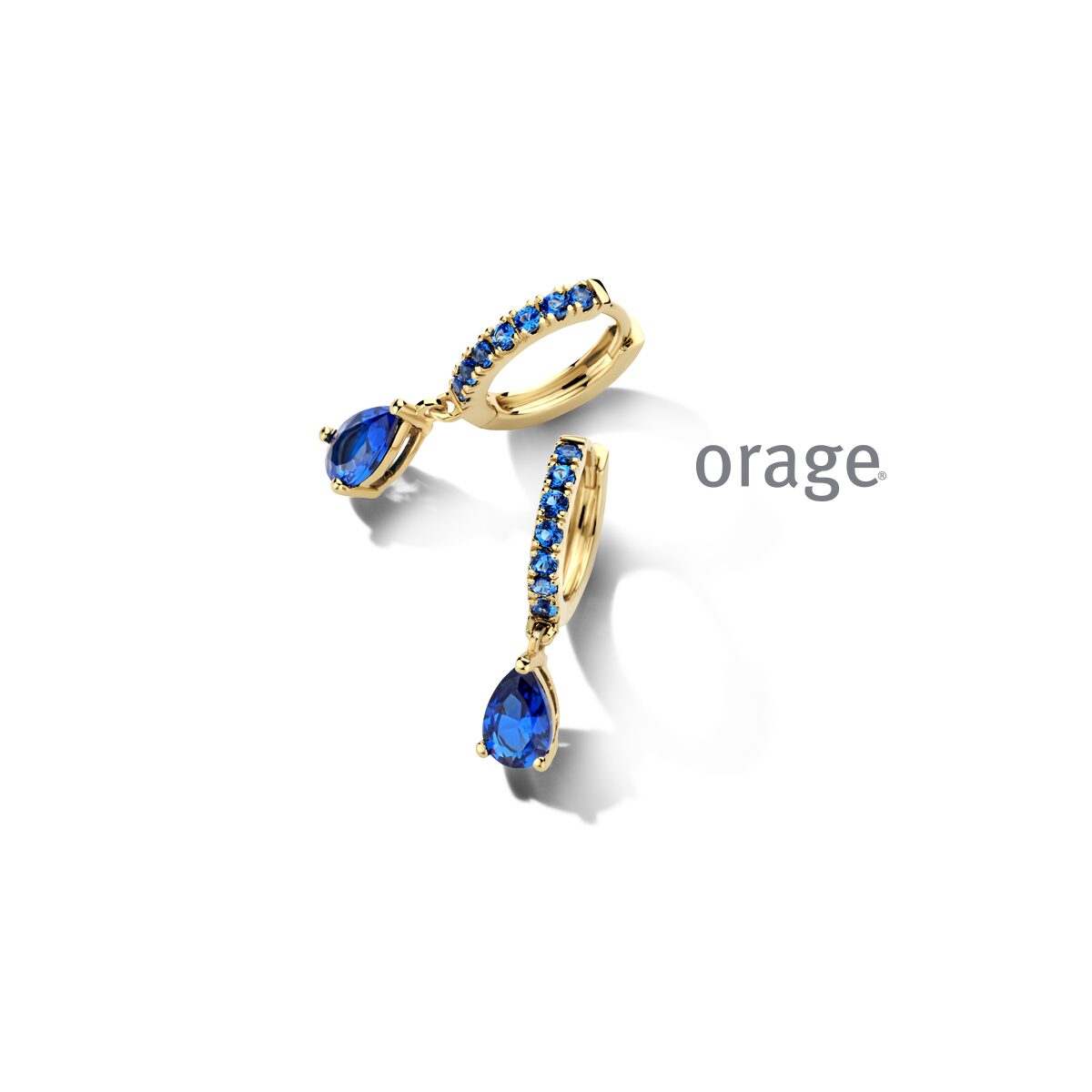 Orage oorring aw036 blauw verguld 