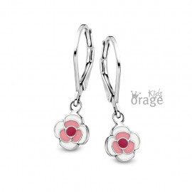 K2804 Orage Kids oorringen bloem roze zilver
