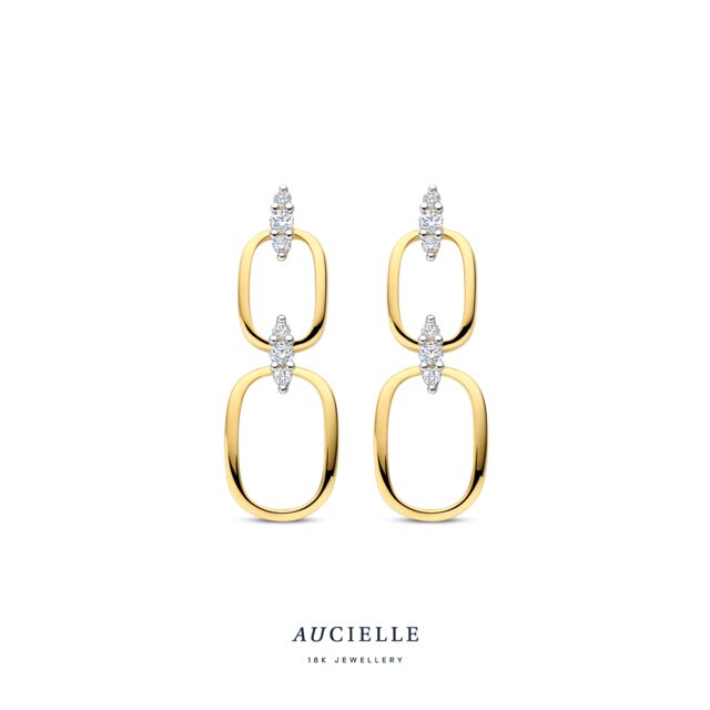 Ae0317C oorringen wit & geelgoud 18ct zirconium 
