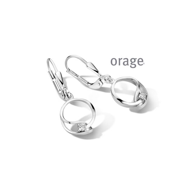 Orage oorringen  zilver zirconium