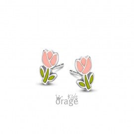 K2729 Orage Kids oorring bloem roze groen 