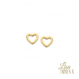 LM/g0165  Goud Oorringen Hartje Open 14ct