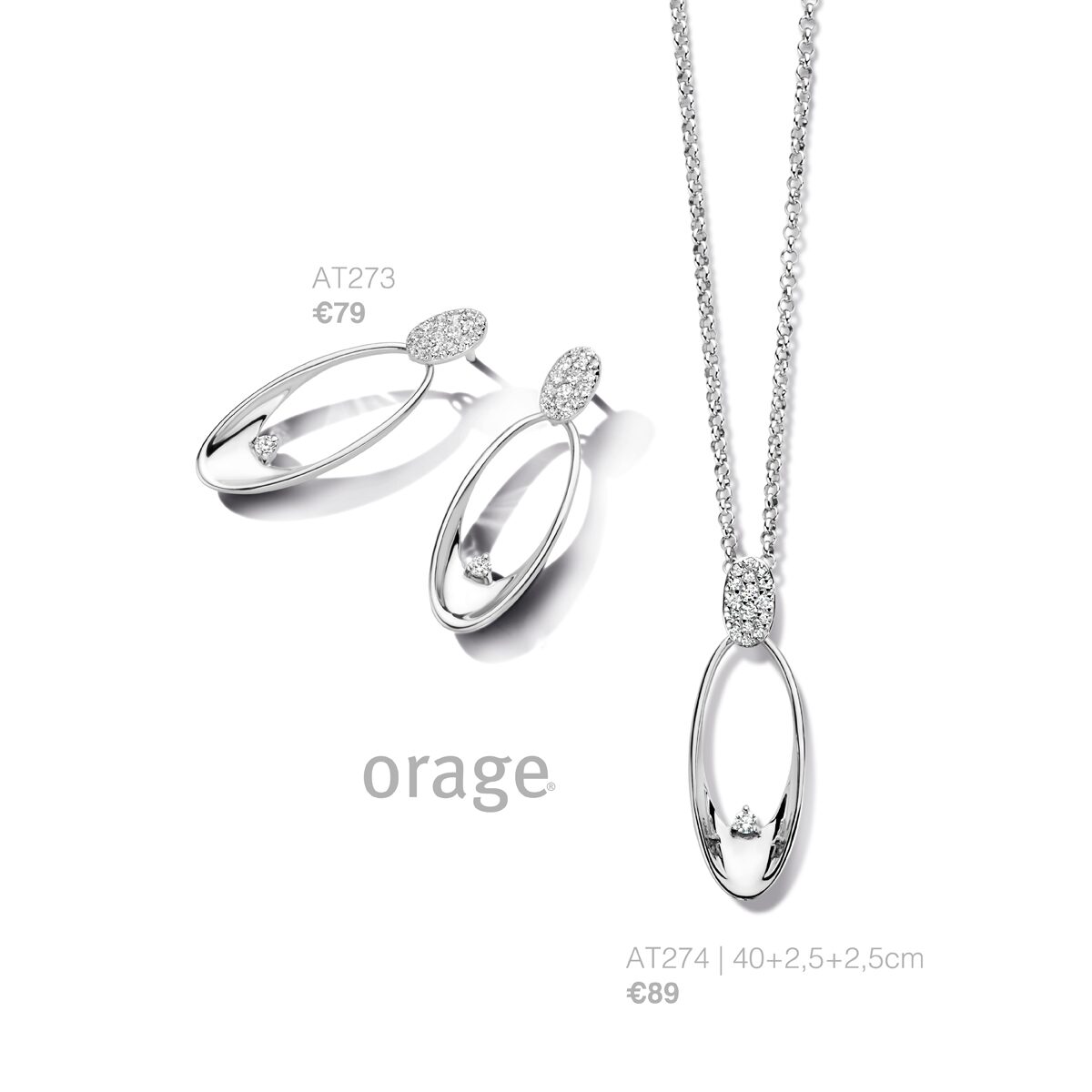 at273 Orage oorringen zilver zirconium