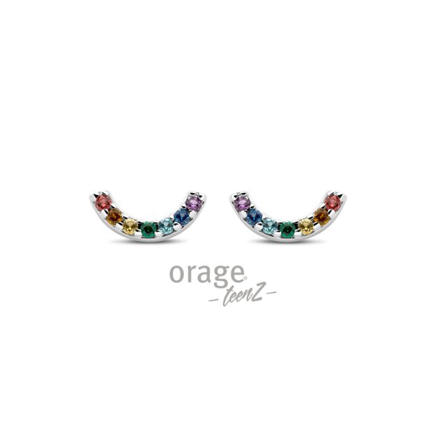 Orage TeenZ oorring  zilver multicolor T654