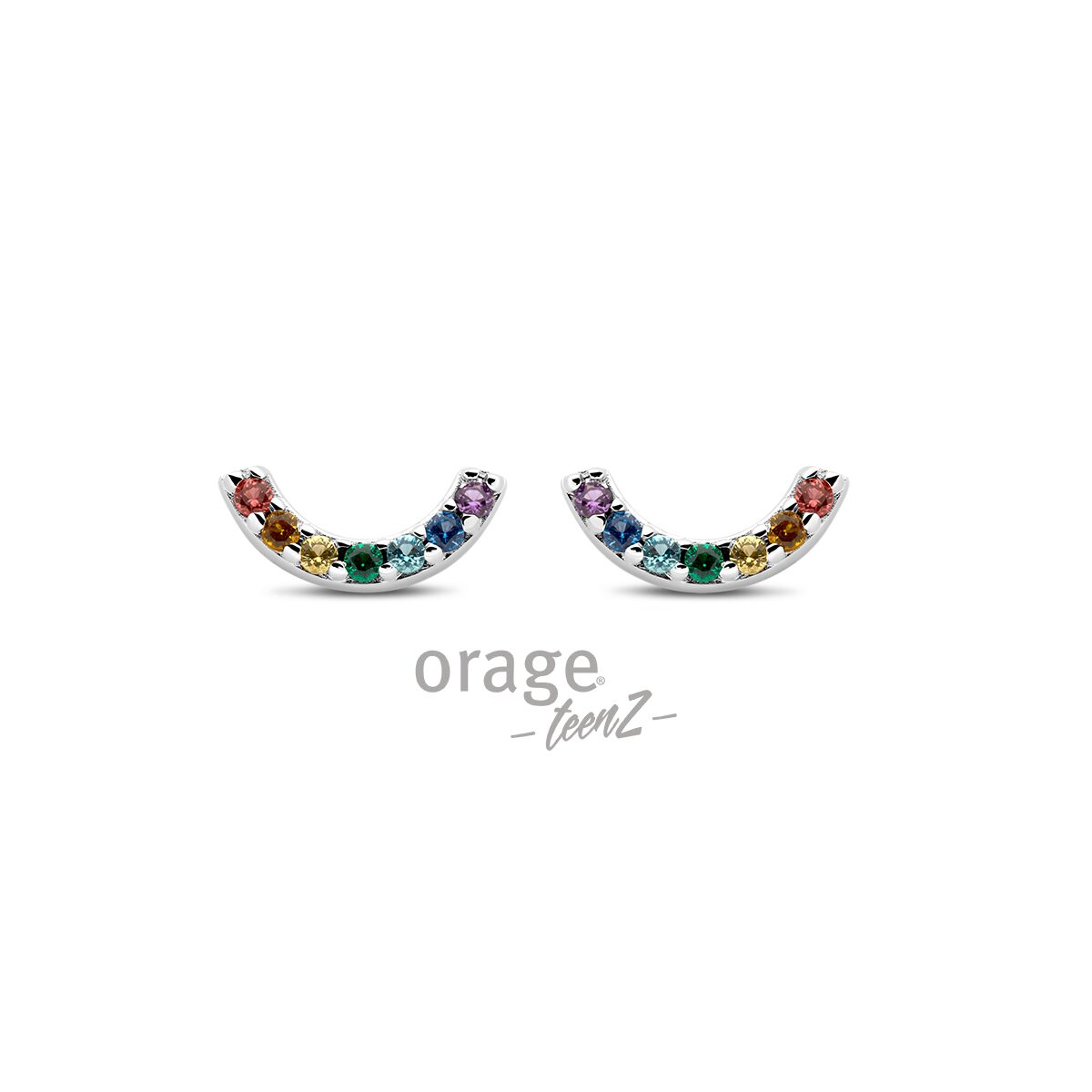 Orage TeenZ oorring  zilver multicolor T654
