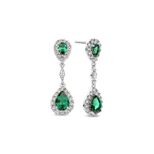 AW024  orage oorslingers zilver zirconium groen 