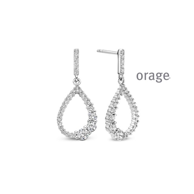 Aw015 oorslingers zilver zirconium Orage