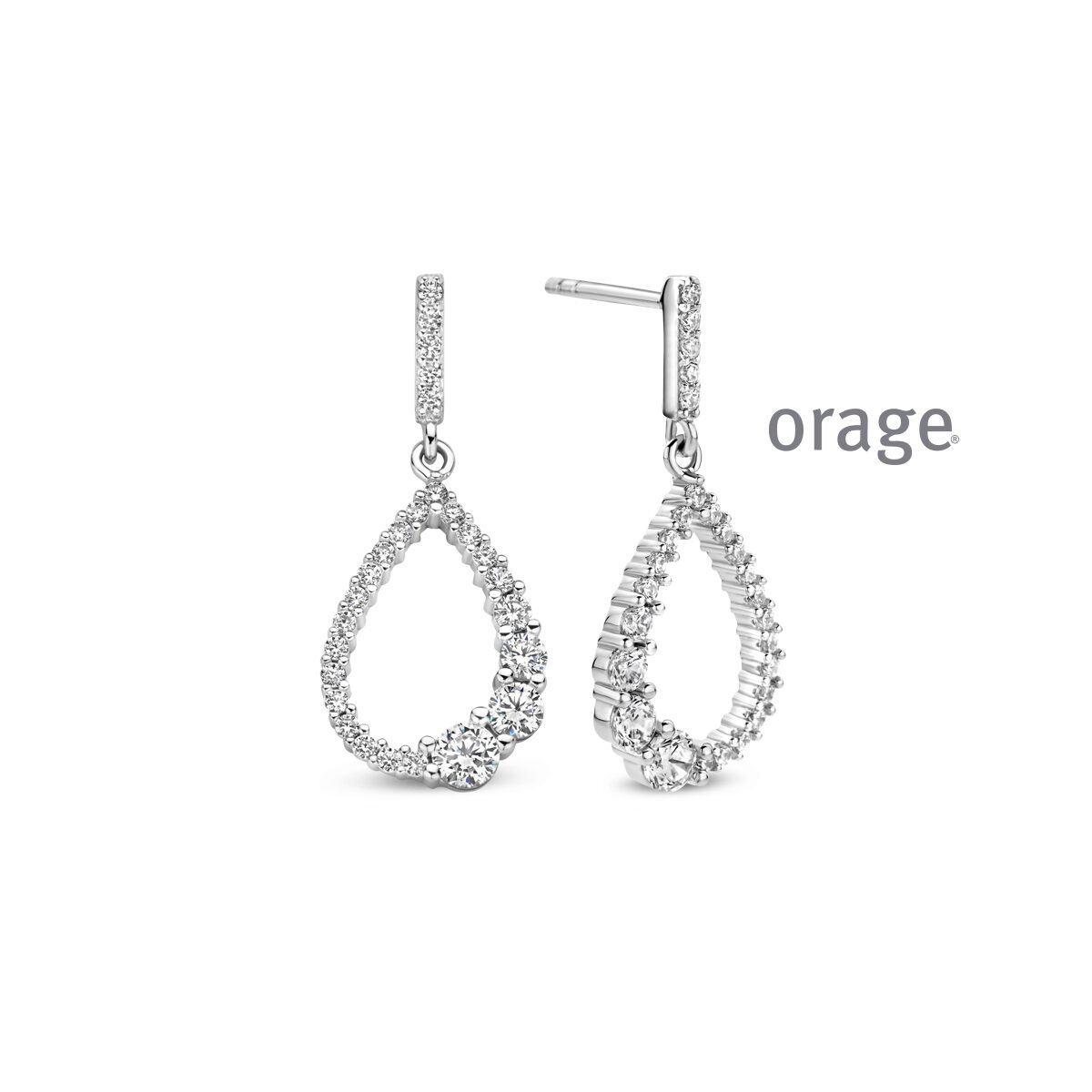 Aw015 oorslingers zilver zirconium Orage