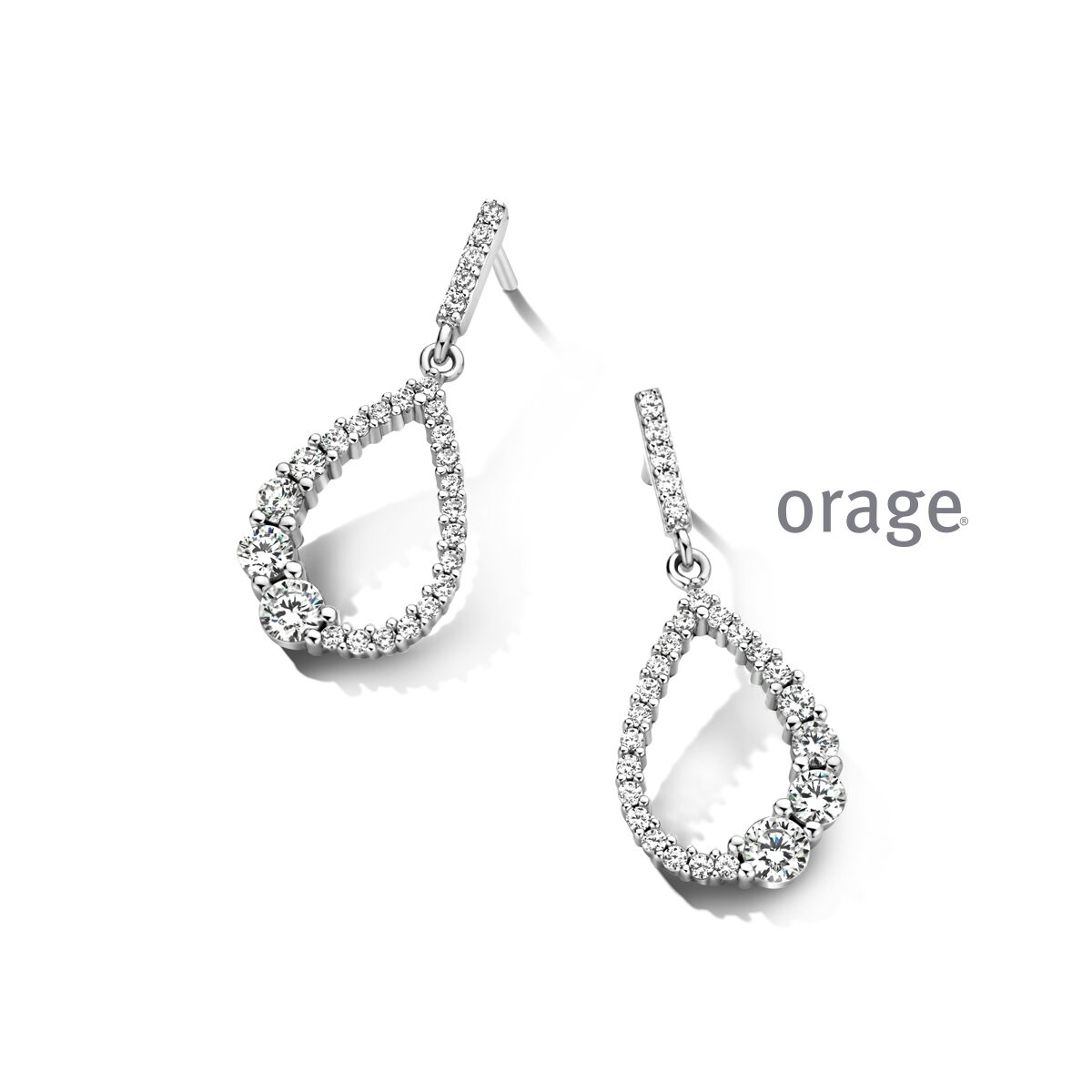 Aw015 oorslingers zilver zirconium Orage