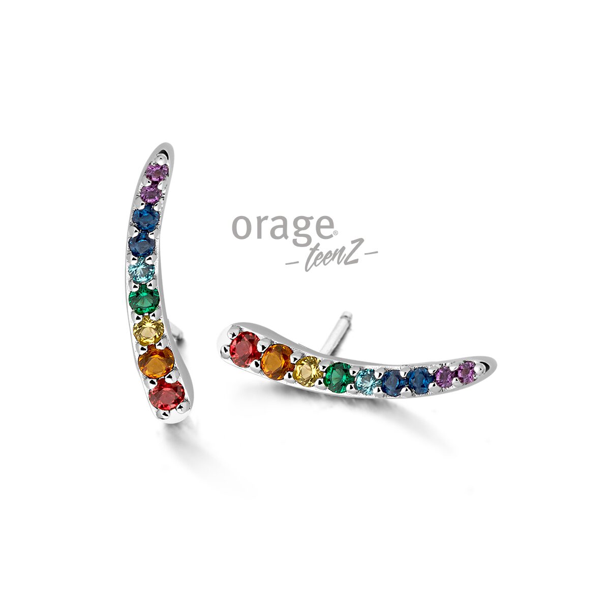 Orage TeenZ oorring  zilver multicolor t681