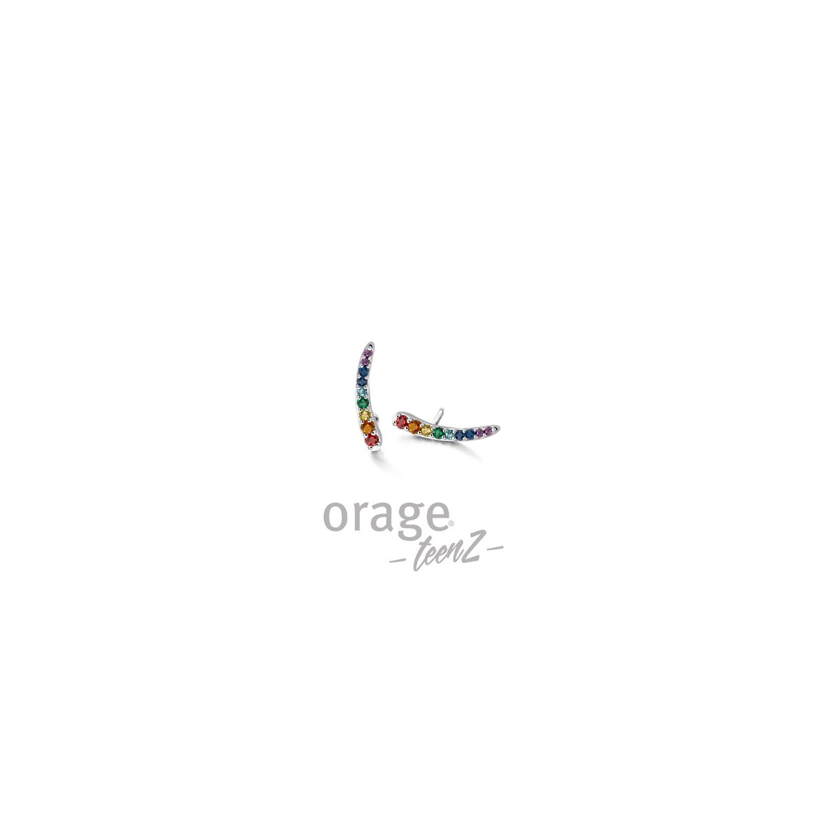 Orage TeenZ oorring  zilver multicolor t681