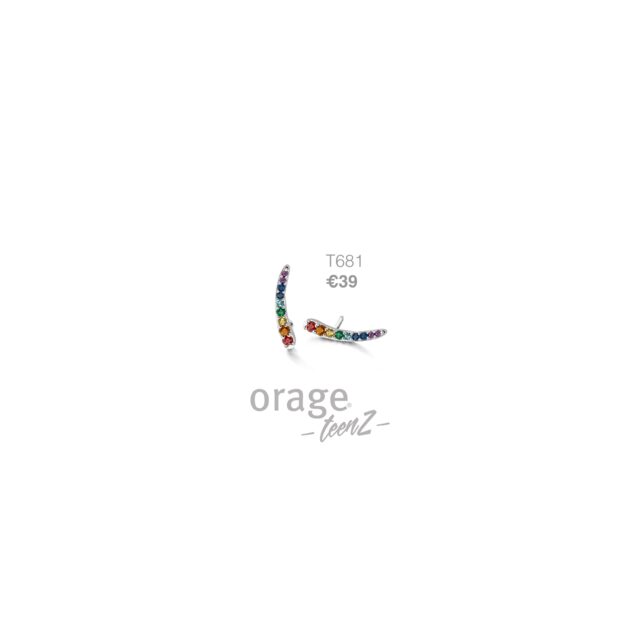Orage TeenZ oorring  zilver multicolor t681