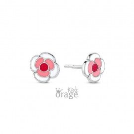 K2805 Orage Kids oorringen  bloem roze zilver