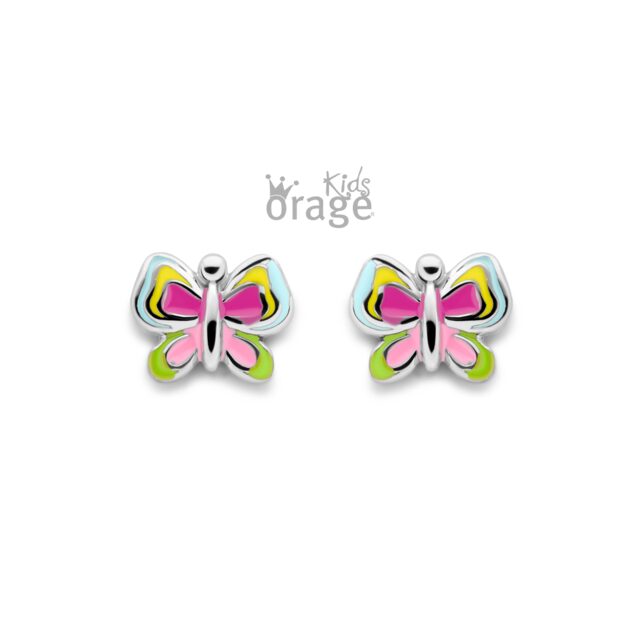 Orage Kids oorring vlinder multi color K2604