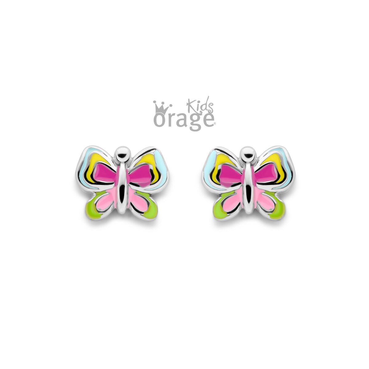 Orage Kids oorring vlinder multi color K2604