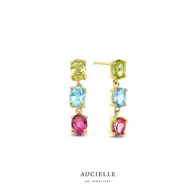 Aucielle AE0021C oorring geelgoud 18ct  peridot topaas & Amethyst