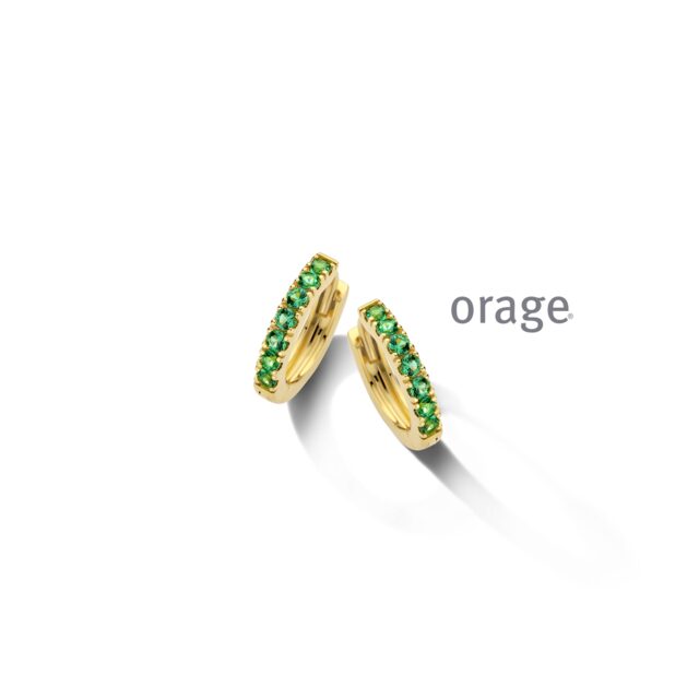Orage oorring aw046 groen verguld 