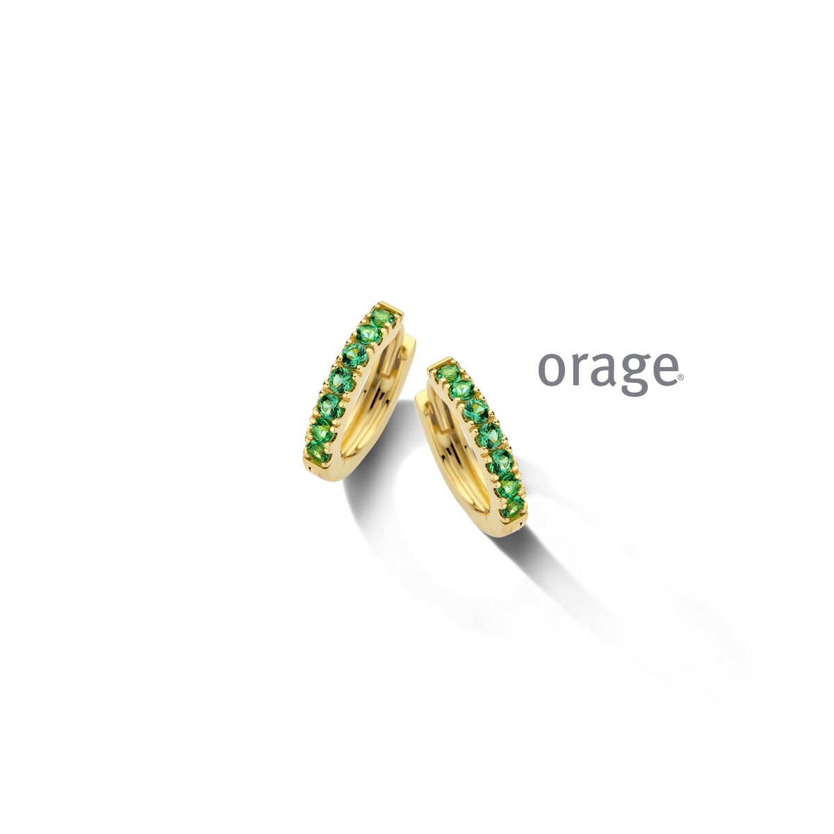 Orage oorring aw046 groen verguld 