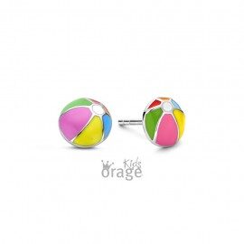 K2725 Orage Kids oorring strandbal multicolor zilver