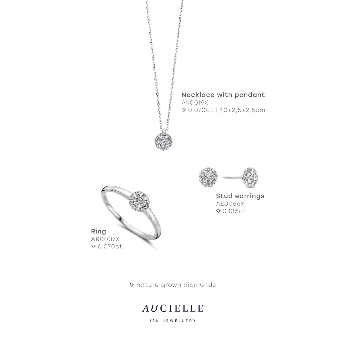 Aucielle oorringen 18ct witgoud Briljanten 0.135ct