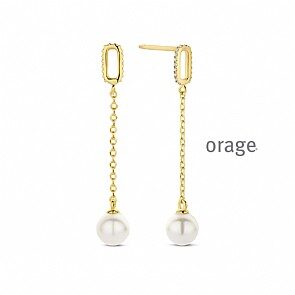AW260  oorslingers verguld parel