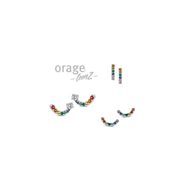 Orage TeenZ oorring  zilver multicolor