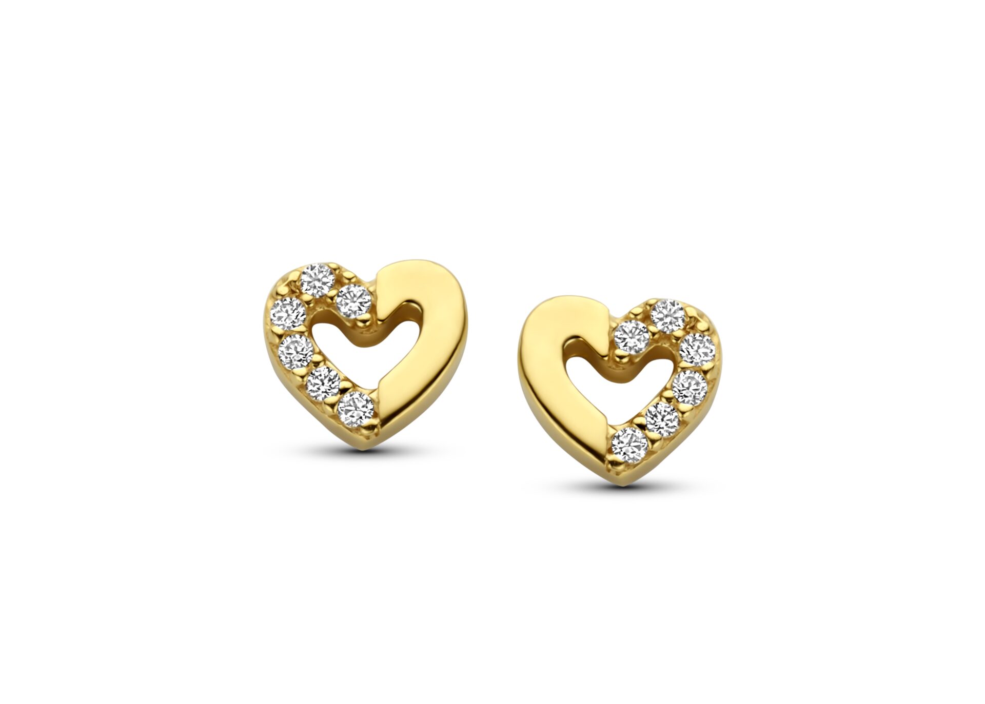 OO3758GZ geelgouden oorringen 18ct zirconium