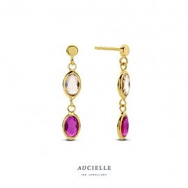 AE0187C oorslingers geelgoud 18ct  roze pink
