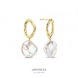 AE0132F Auchielle  18ct geelgouden oorringen met parels