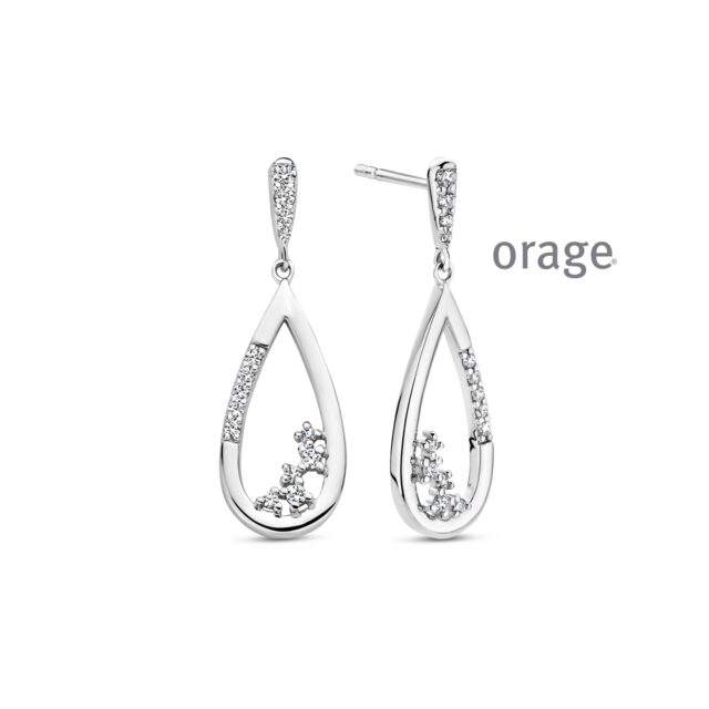 Aw071 Orage oorslingers zilver zirconium 