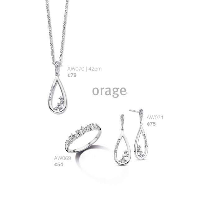 Aw071 Orage oorslingers zilver zirconium 