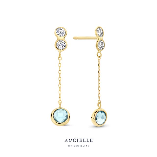 Aucielle AE0012C oorringen 18ct blauwe topaas & zirconium