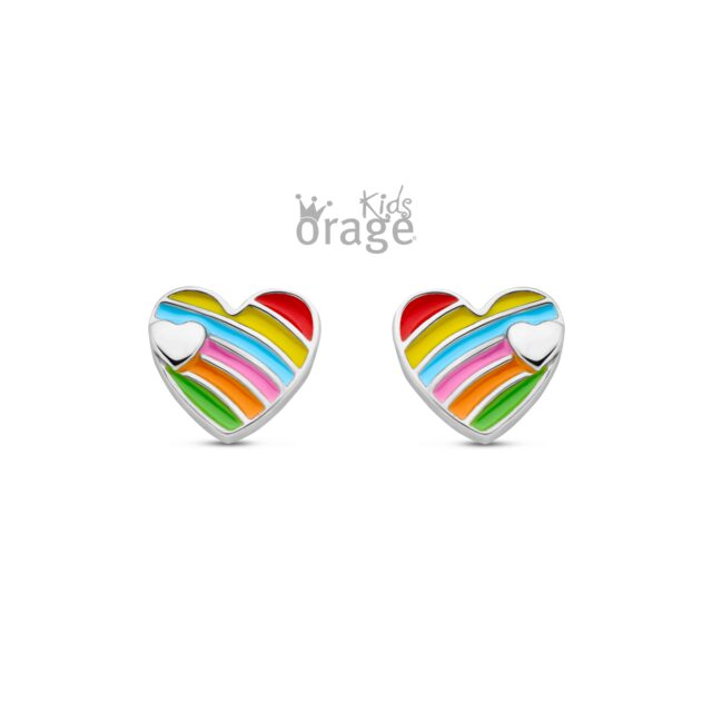 Orage Kids oorring hart  multi color K2529
