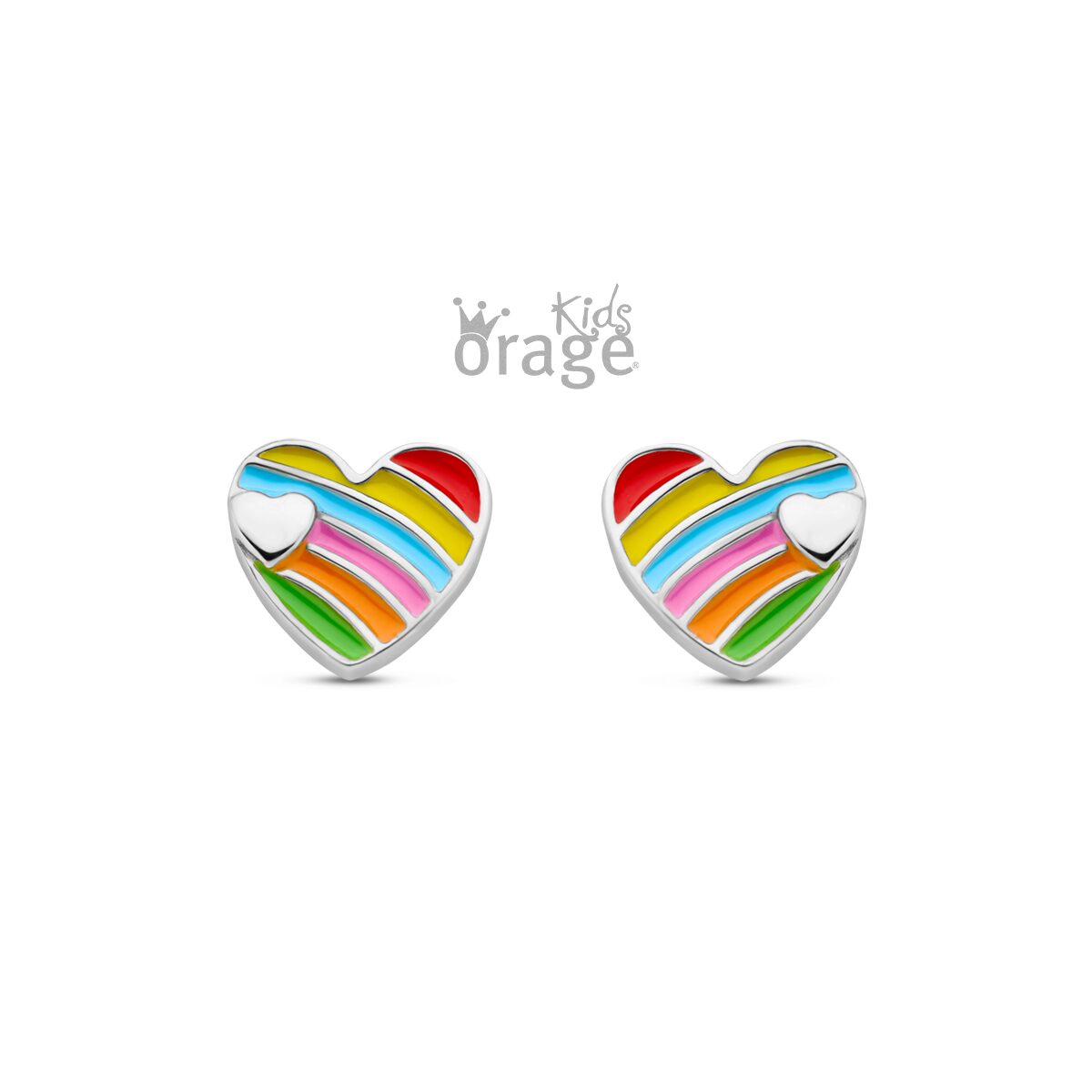 Orage Kids oorring hart  multi color K2529