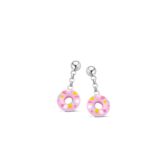 Naiomy Princess zilveren oorslingers donut roze