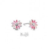 K2711 oorring bloem roze zilver zirconium 